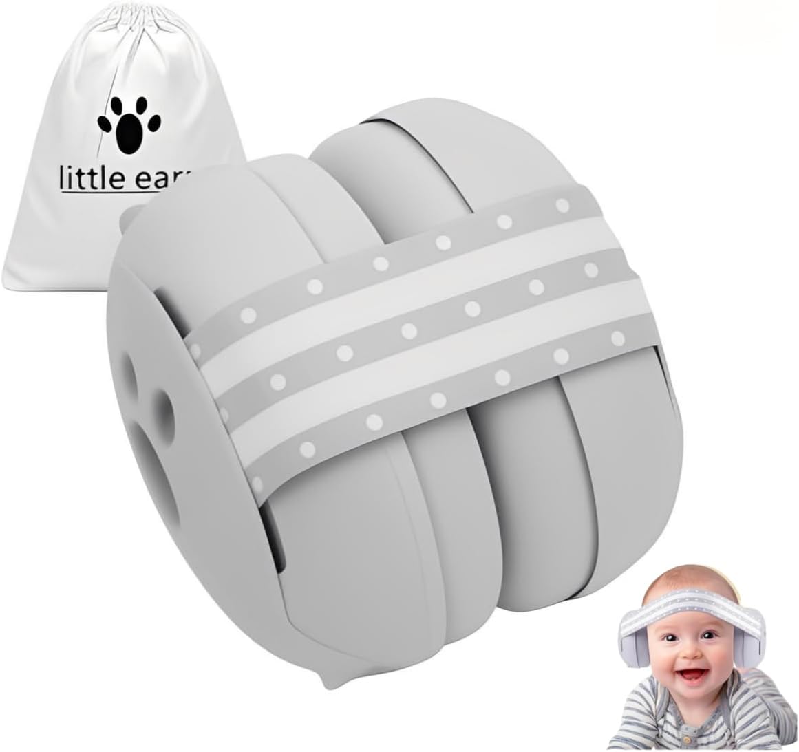Baby Ear Defenders for 0-36 Months, Soft Adjustable with Noise‑Reduction