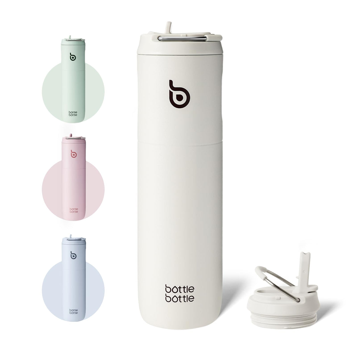 Bottle Bottle Stainless Steel Water Bottle 700ml with Straw and Lid Sports Insulated Metal Water Bottles with Handle(Black)