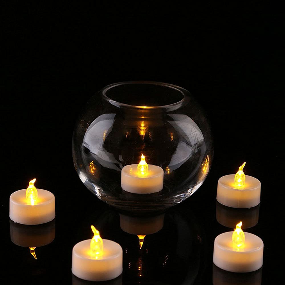 Jialine12 Pack Realistic and Bright Flickering Battery Operated Flameless LED Tea Lights Candles, 200+ tealights Electric Fake Candles for Halloween Weddings Festivals Decoration in Warm Yellow