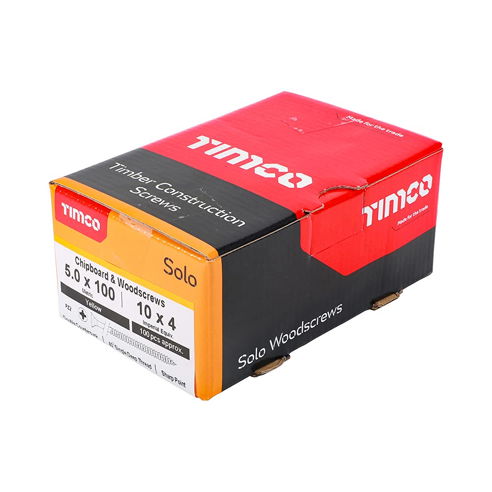 TIMCO Solo Chipboard & Woodscrews - Gold - 6.0 x 90mm - 60090SOLOC