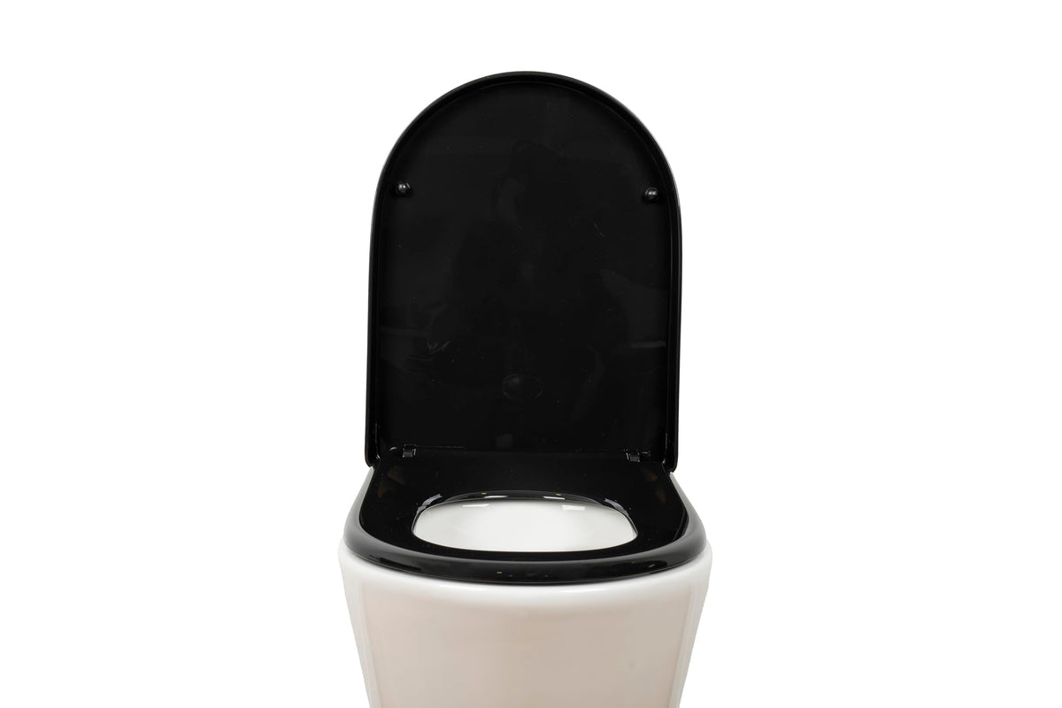 AQUALONA® Premium Thermoplastic Toilet Seat Soft Close Hardwearing Seat with Two Button Hinge Release D Shaped Easy to Clean Simple Installation Top and Bottom Fittings (White - D Shape)