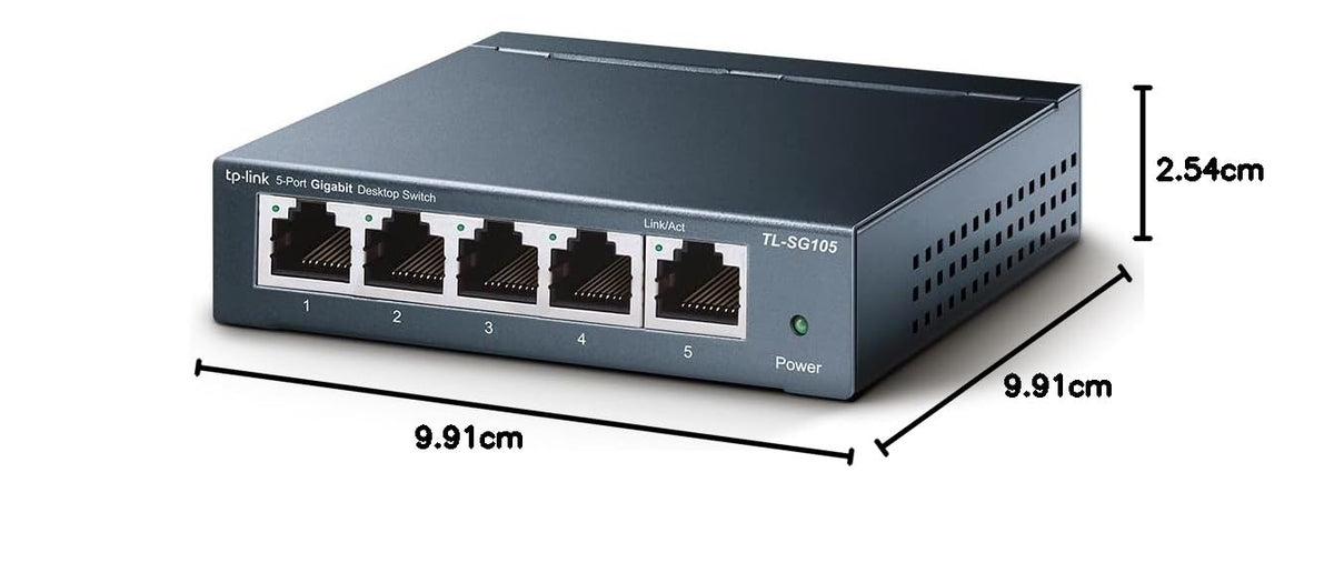 TP-Link TL-SG105S, 5 Port Gigabit Ethernet Network Switch, Ethernet Splitter, Hub, Desktop and Wall-Mounting, Sturdy Metal, Fanless, Plug and Play, Energy-Saving