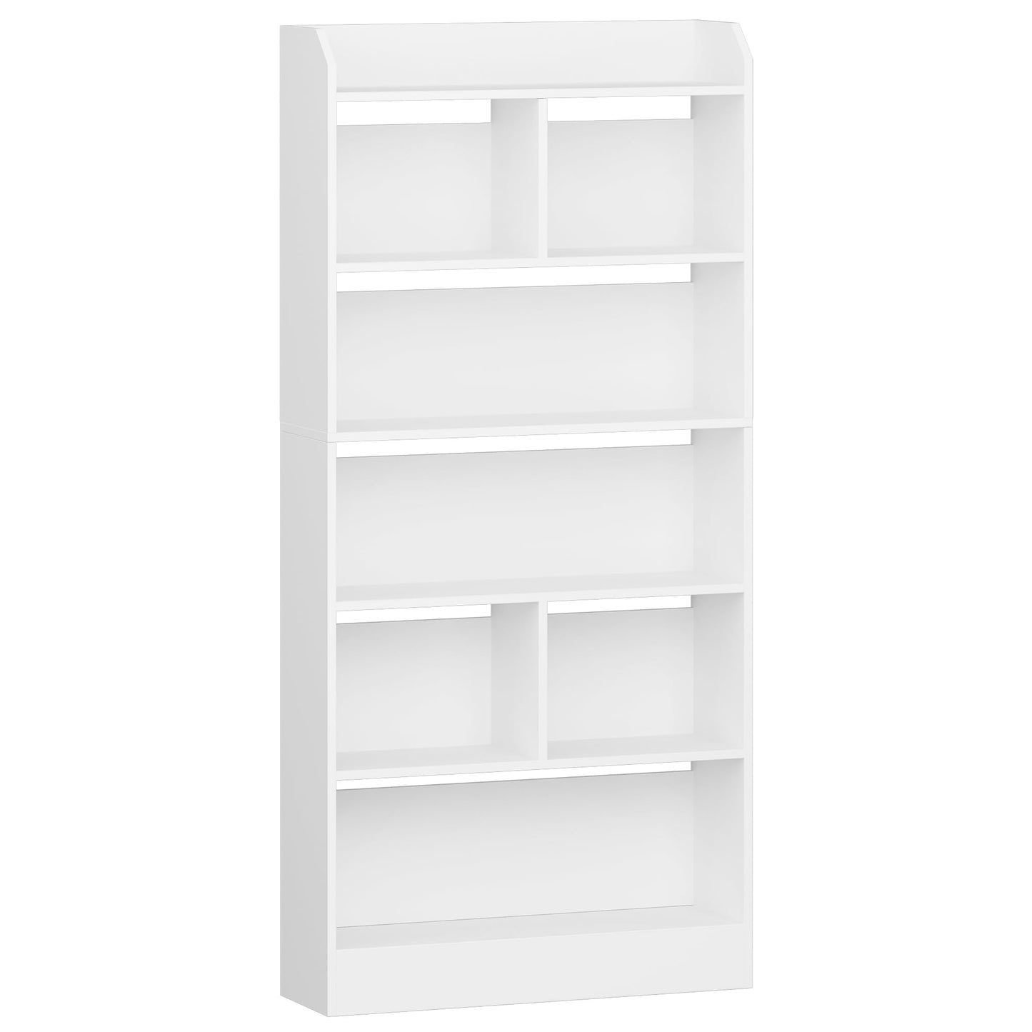 Hzuaneri 6-Tier Bookcase, Bookshelf with 8 Adjustable Storage Shelf Unit, White Bookcase for Living Room, Home Office, Bedroom, Study, 24 x 60 x 199 cm, White, BC11703X