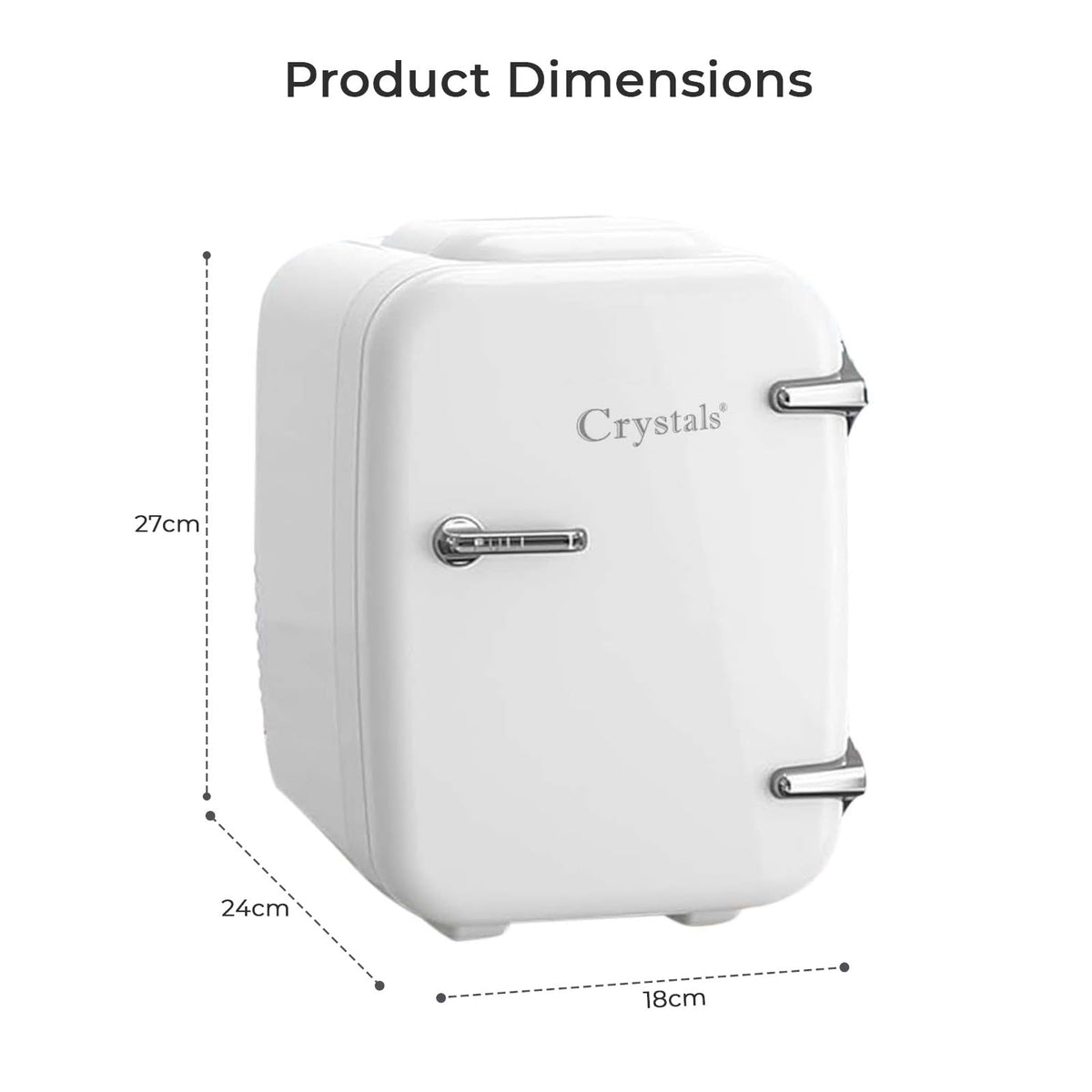 Crystals 4/10/15L Litre Mini Fridge, Table Top Small Fridge Cooler & Warmer for Car Bedrooms Desk Office, 12V DC - 220 AC, Mini Fridge for Bedrooms – Energy Efficient (Black, 4L Litre)