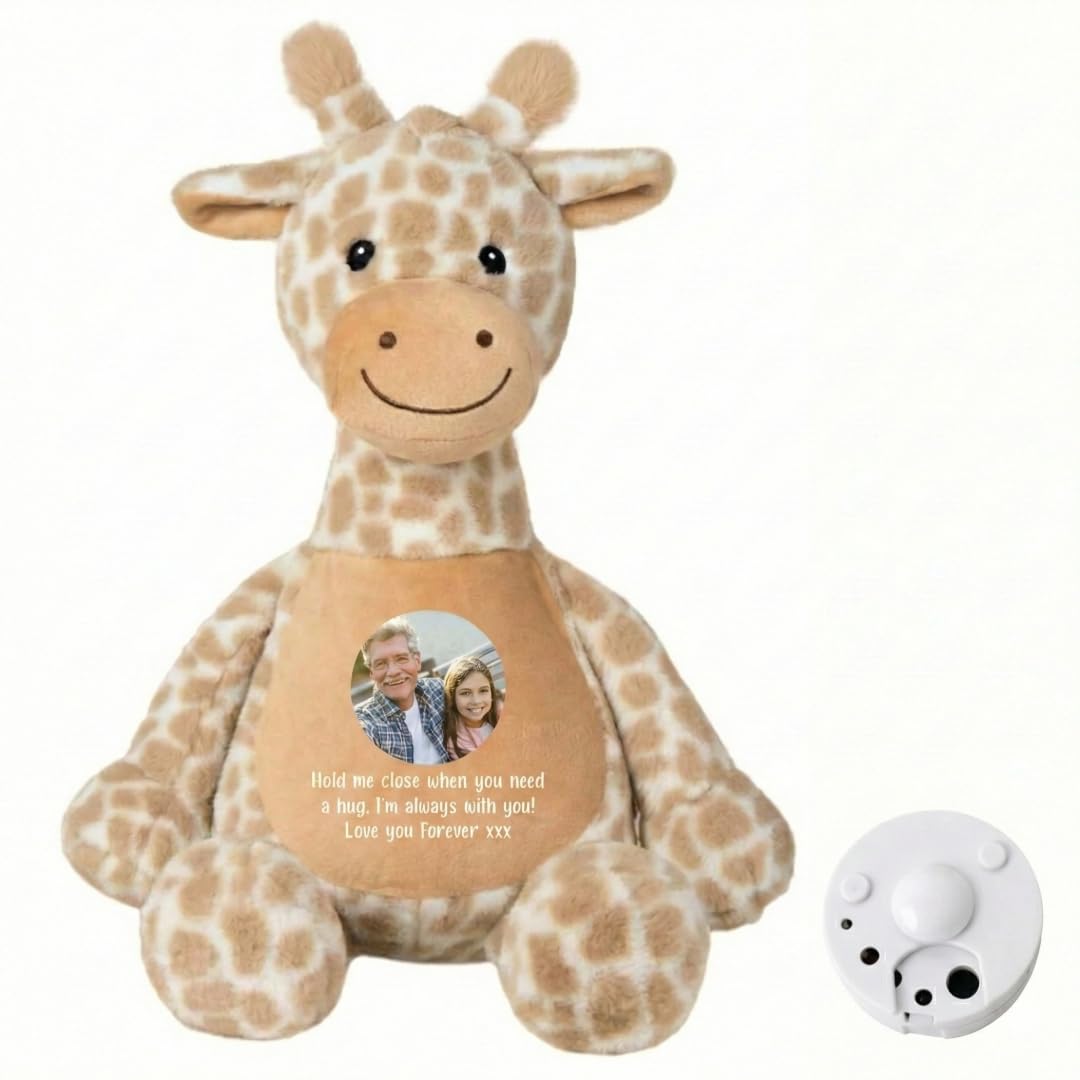 Personalised Photo Comfort Keepsake Giraffe Teddy | Custom Photo & Message | Sympathy Gift, Remembrance, Present