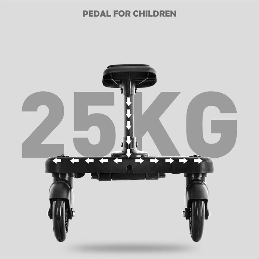 Youyijia Kiddy Boards Portable Buggy Board with Seat Pram Standing Board 360° Rotation,Pram Accessory Universal for Children from 2-7 Years Up to 25kg