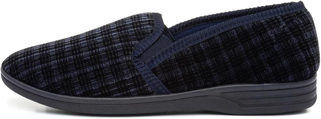 The Slipper Company Mens Twin Gusset Navy Slipper