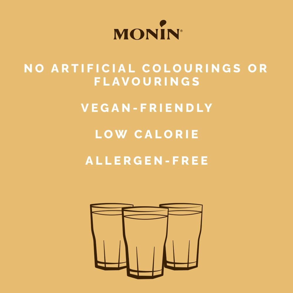 MONIN Premium Caramel Sugar Free Syrup 1L for Coffee and Cocktails. Vegan-Friendly, Allergen-Free, 100 Percent Natural Flavours and Colourings. Sugar-Free Coffee Syrup