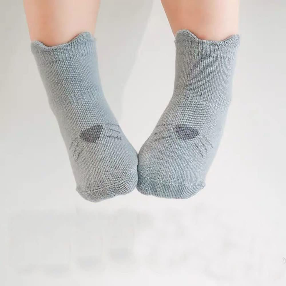 FedMois 5 Pairs Baby Kids Anti-slip Socks Cotton non skid Ankle Socks Animals