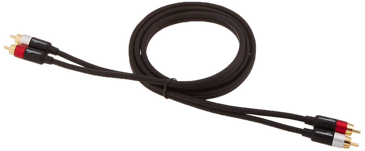 Amazon Basics 2 RCA Audio Cable for Amplifier,Active Speakers or Subwoofer with Gold-Plated Plugs, 4.6 m, Black