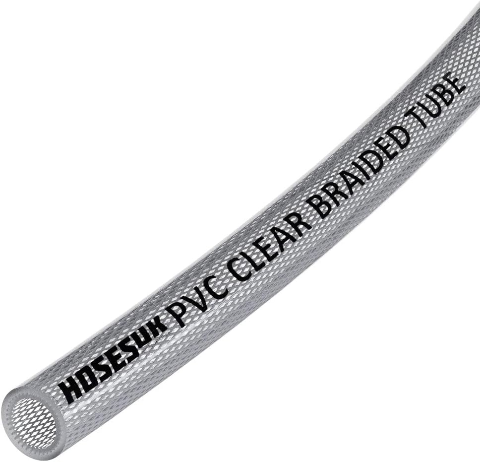 6mm (1/4") ID PVC Clear Reinforced Braided Air, Water, Oil, Gas, Food Flexible Plastic Hose Tube 22 Metres