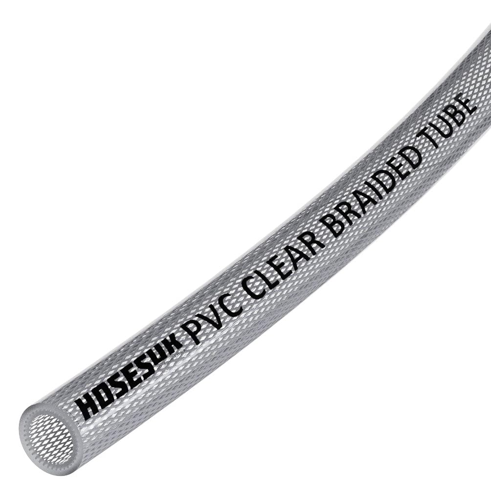 6mm (1/4") ID PVC Clear Reinforced Braided Air, Water, Oil, Gas, Food Flexible Plastic Hose Tube 22 Metres