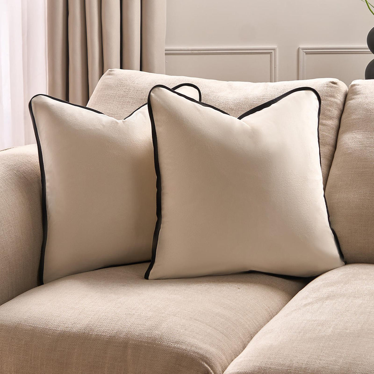 OHS Piped Edge Cushion Covers Matte Velvet Soft Luxury 2/4 Square Pillowcases