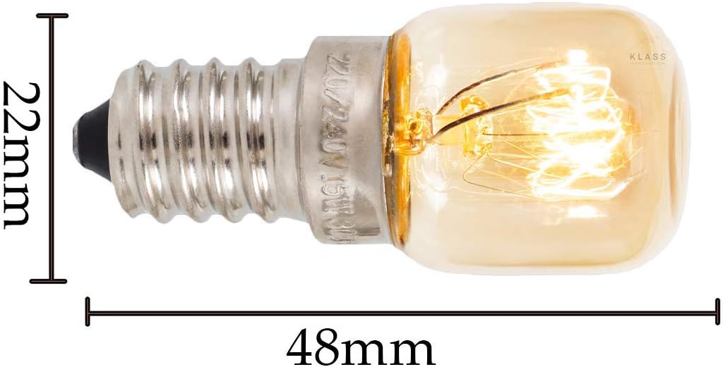 Klass Home (3 Pack) Salt Lamp Bulb | Oven | Fridge | Small Screw E14 15W <300°C Dimmable Incandescent Bulbs Pygmy for Oven Light | Himalayan Salt Lamp Light | Lava Lamp