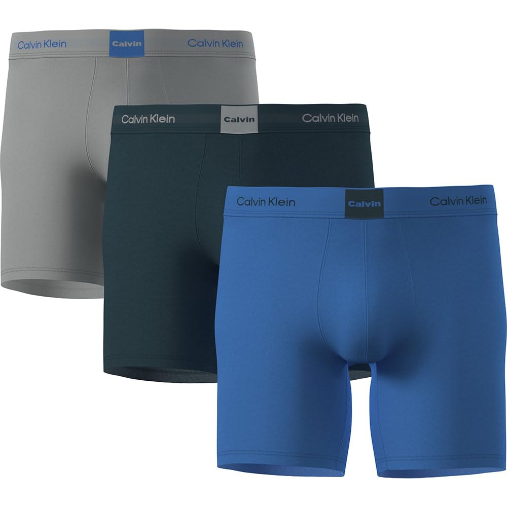 Calvin Klein Men’s 3 Pack Boxer Briefs with Logo Waistband