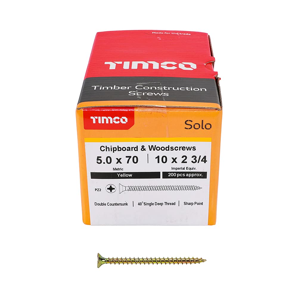 TIMCO Solo Chipboard & Woodscrews - Gold - 6.0 x 90mm - 60090SOLOC