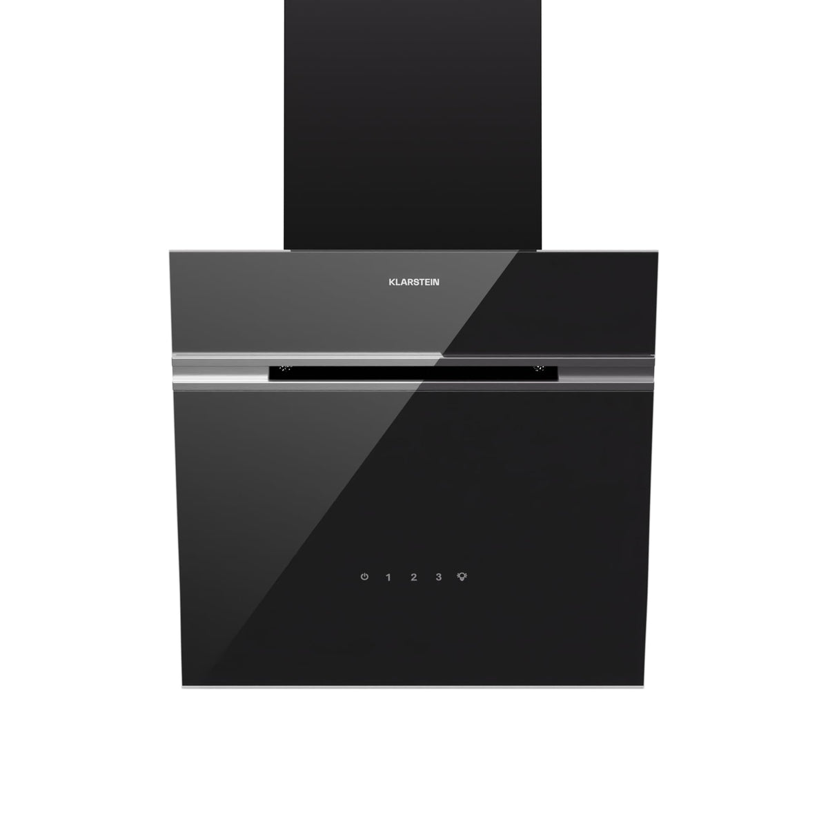 Klarstein Alina 90 Angled Cooker Hood - 615m³/h Air Flow, Touch Panel, LED Backlighting, Quiet 63dB, Energy Class A, 90cm Extractor Hood, Black
