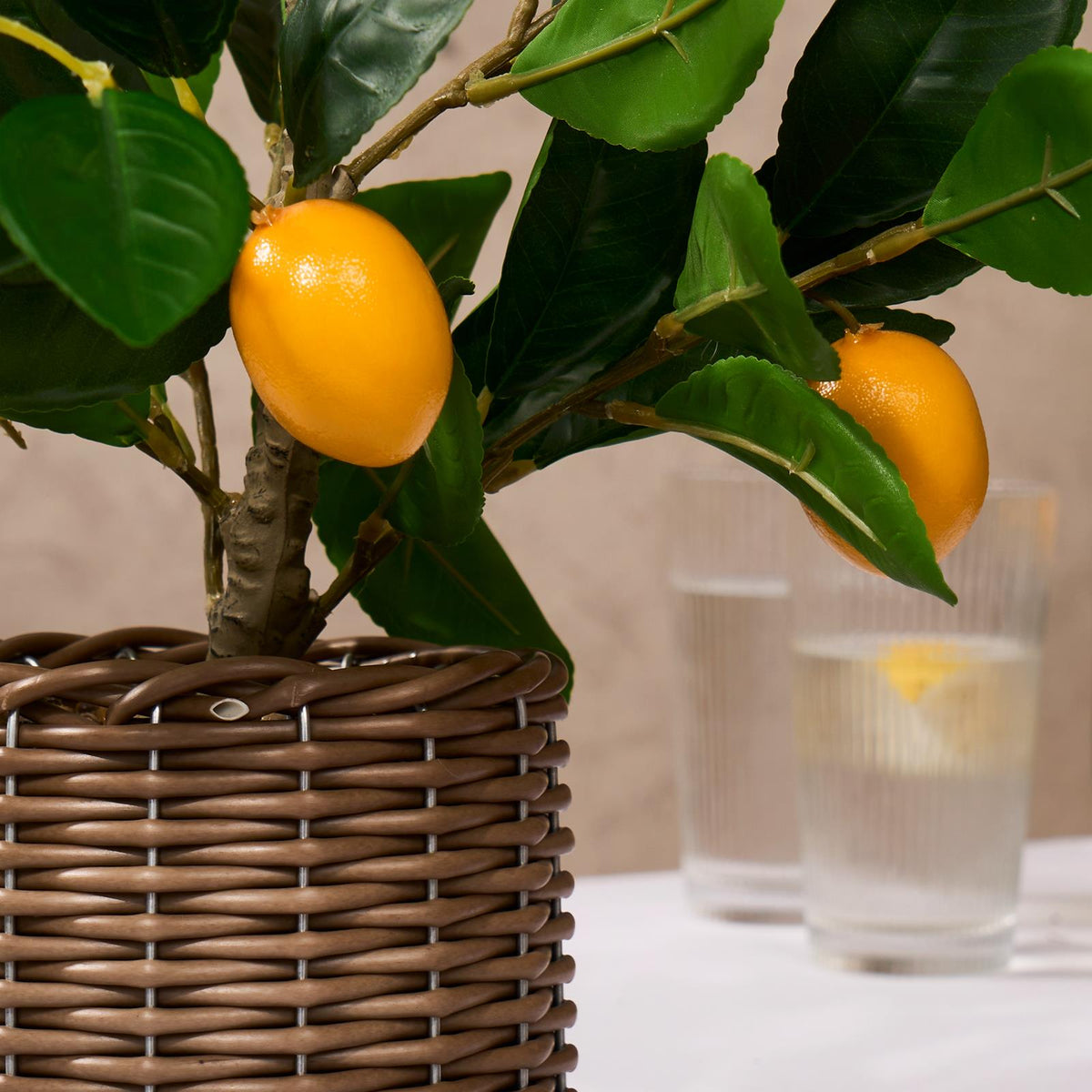 OHS Artificial Tree Plant Foliage in Basket Pot Palm Olive Leaves Tabletop Decor