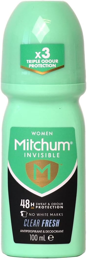 Mitchum Invisible Women 48HR Protection Roll On Deodorant & Anti-Perspirant, No White Marks, Alcohol Free, Clear Fresh