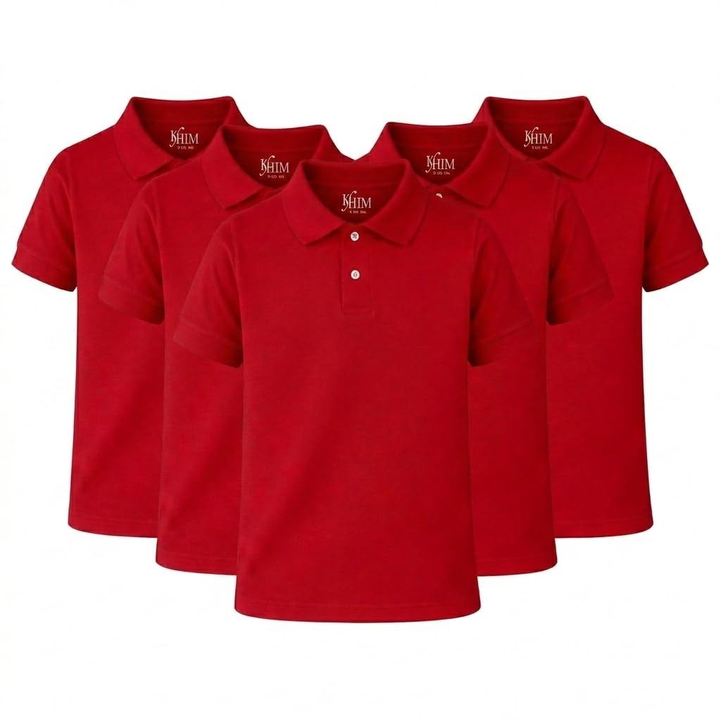 KHIM Unisex Polo Short Sleeve Polycotton Boys Girls School Uniform Plain Half Sleeve Shirts Sports Wear Indoor Outdoor