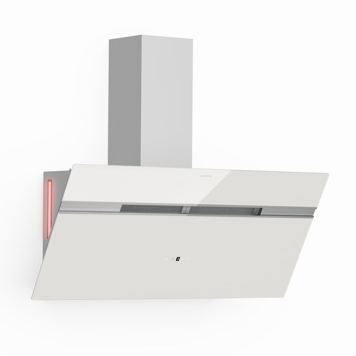 Klarstein Alina 90 Angled Cooker Hood - 615m³/h Air Flow, Touch Panel, LED Backlighting, Quiet 63dB, Energy Class A, 90cm Extractor Hood, Black