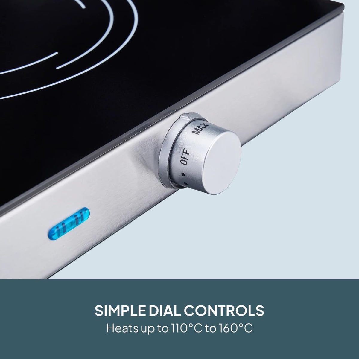 Cooks Professional Single Electric Ceramic Hob 2000W | Plug In Portable Hot Plate Powerful Countertop Stove with Non-Slip Feet, Side Handles & Knob Control | 17.5cm Diameter