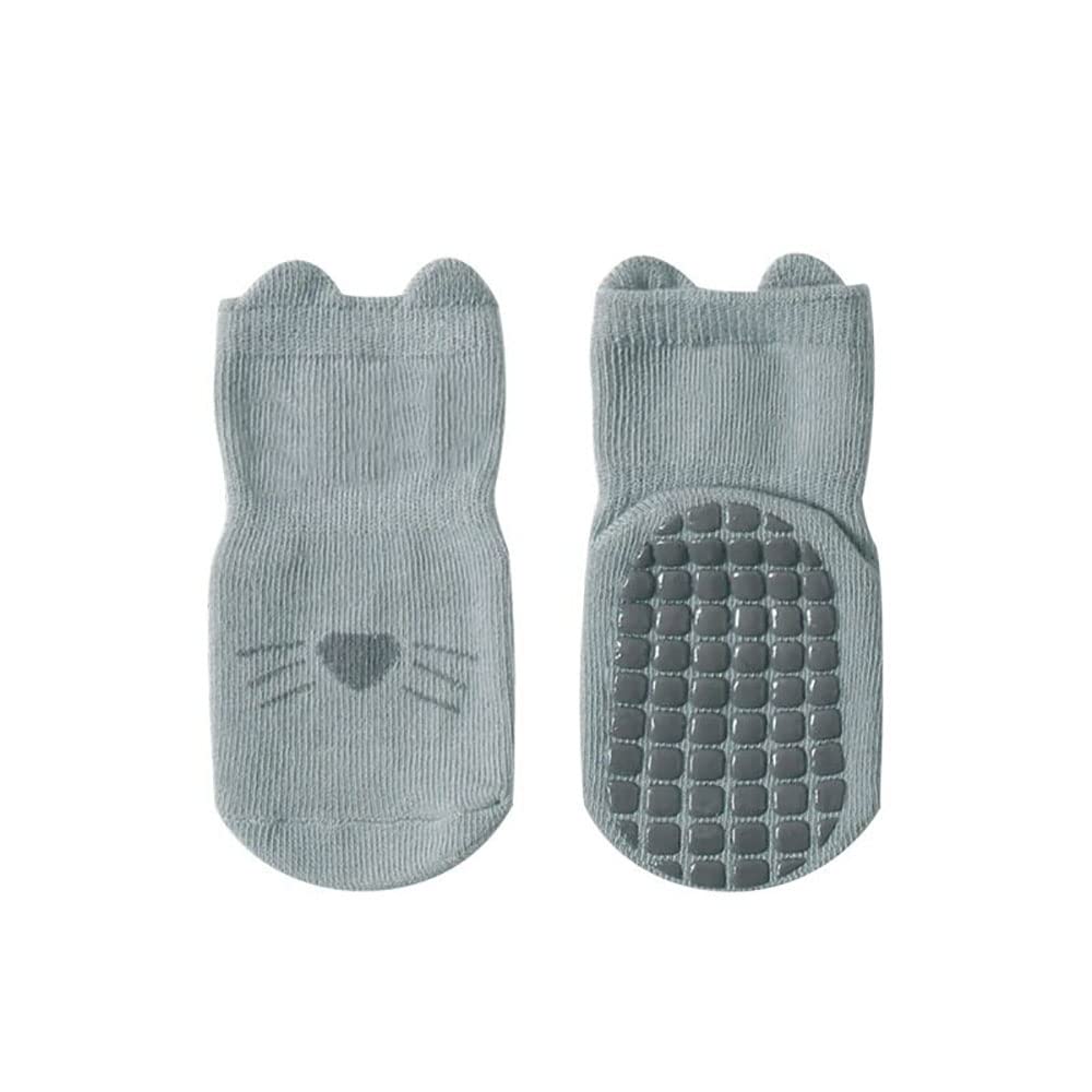 FedMois 5 Pairs Baby Kids Anti-slip Socks Cotton non skid Ankle Socks Animals