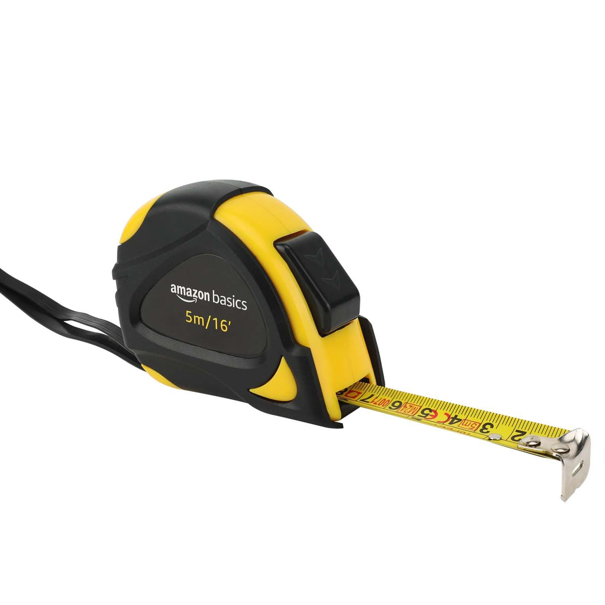 Amazon Basics Self-Locking Tape Measure, MID Accuracy, 7.6 m (2-Pack) meters Scale, Yellow