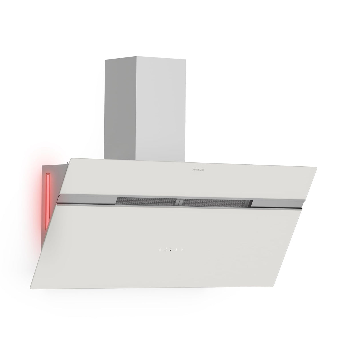 Klarstein Alina 90 Angled Cooker Hood - 615m³/h Air Flow, Touch Panel, LED Backlighting, Quiet 63dB, Energy Class A, 90cm Extractor Hood, Black