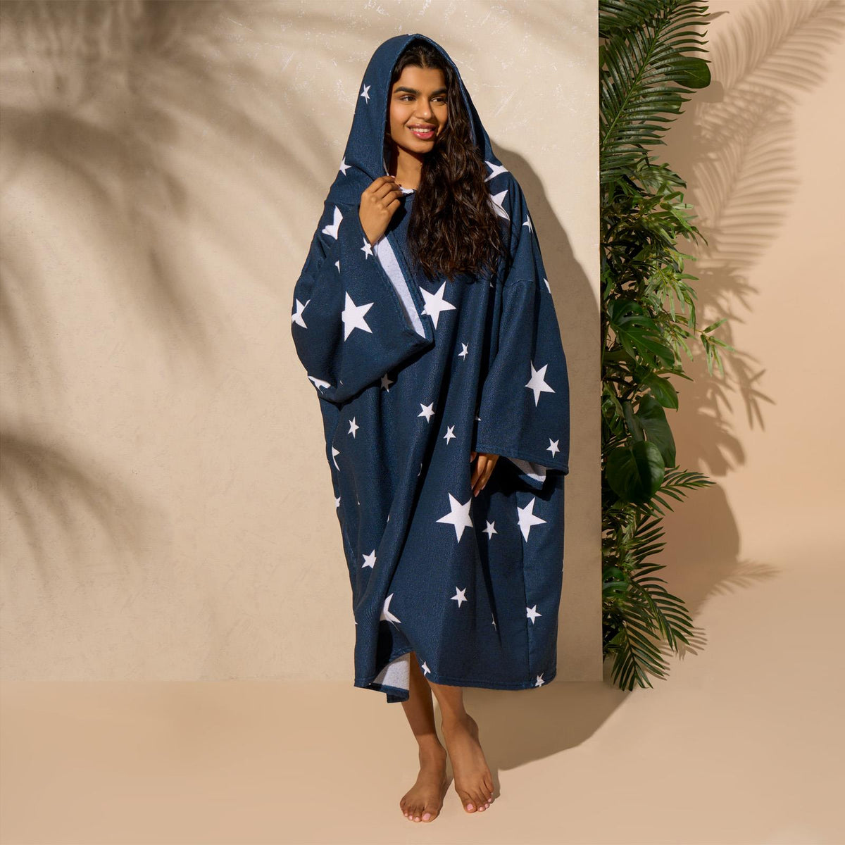 OHS Star Poncho Towel Hooded Swimming Adult Dry Changing Robe Beach Bath