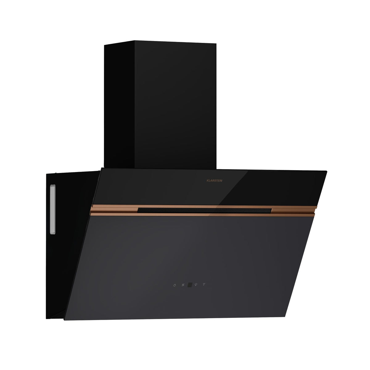 Klarstein Alina 90 Angled Cooker Hood - 615m³/h Air Flow, Touch Panel, LED Backlighting, Quiet 63dB, Energy Class A, 90cm Extractor Hood, Black