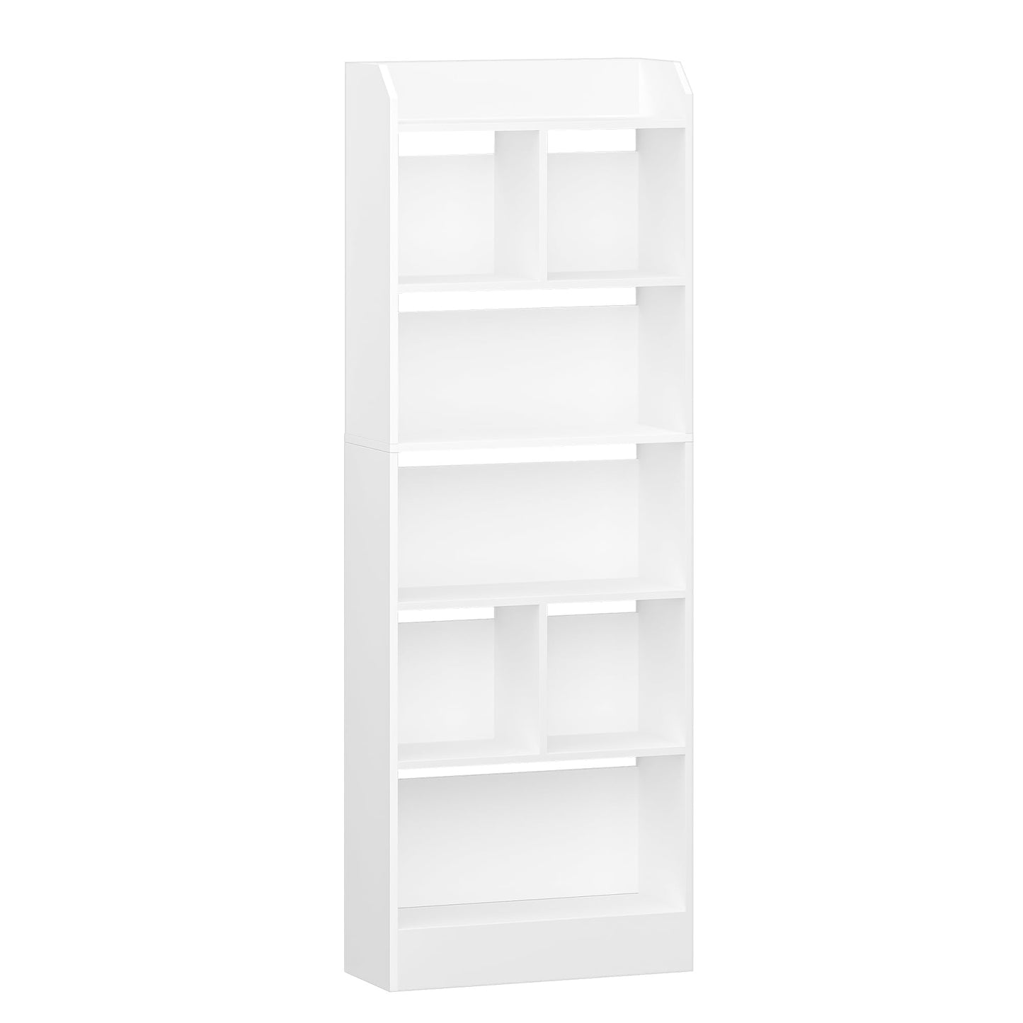 Hzuaneri 6-Tier Bookcase, Bookshelf with 8 Adjustable Storage Shelf Unit, White Bookcase for Living Room, Home Office, Bedroom, Study, 24 x 60 x 199 cm, White, BC11703X