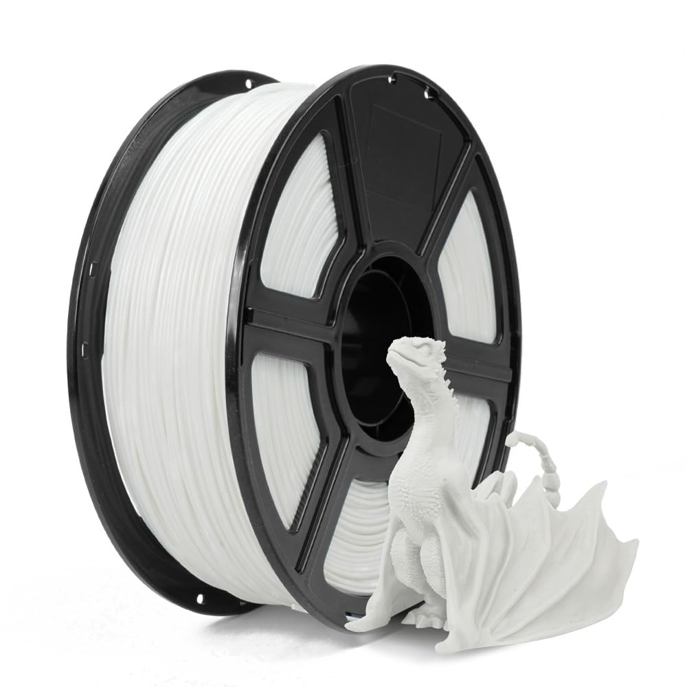 FLASHFORGE 3D Printer Filament, PLA PRO Filament 1.75mm, 1KG Spool (2.2lbs), Dimensional Accuracy +/- 0.02mm for FDM 3D Printers, Better Tenacity & No Knotting (White)