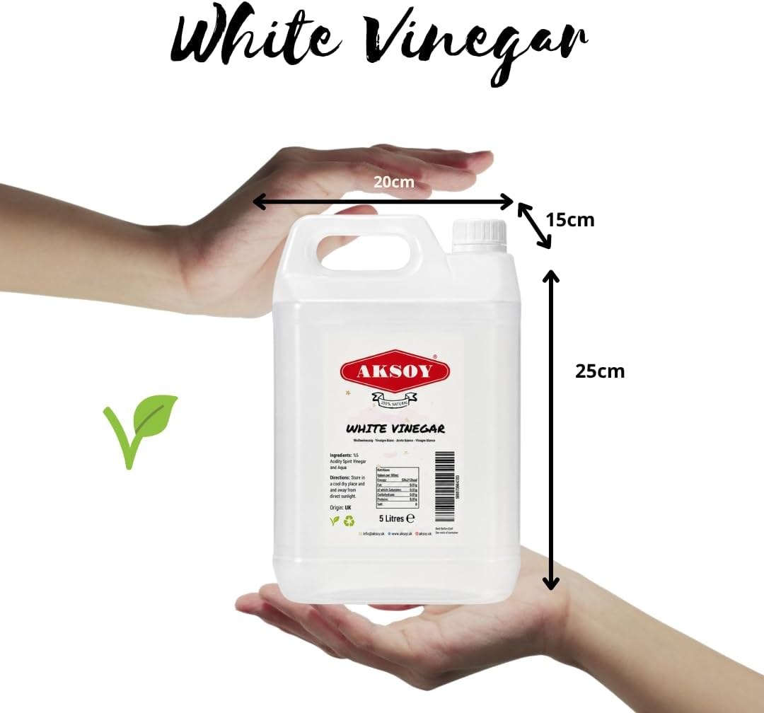 Aksoy Distilled White Spirit Vinegar 5L | Ideal for Cleaning, Pickling, Marinating, Cooking & Natural Weed Control – Multi-Purpose, Descaling & Odour Removal