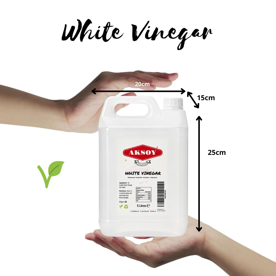 Aksoy Distilled White Spirit Vinegar 5L | Ideal for Cleaning, Pickling, Marinating, Cooking & Natural Weed Control – Multi-Purpose, Descaling & Odour Removal