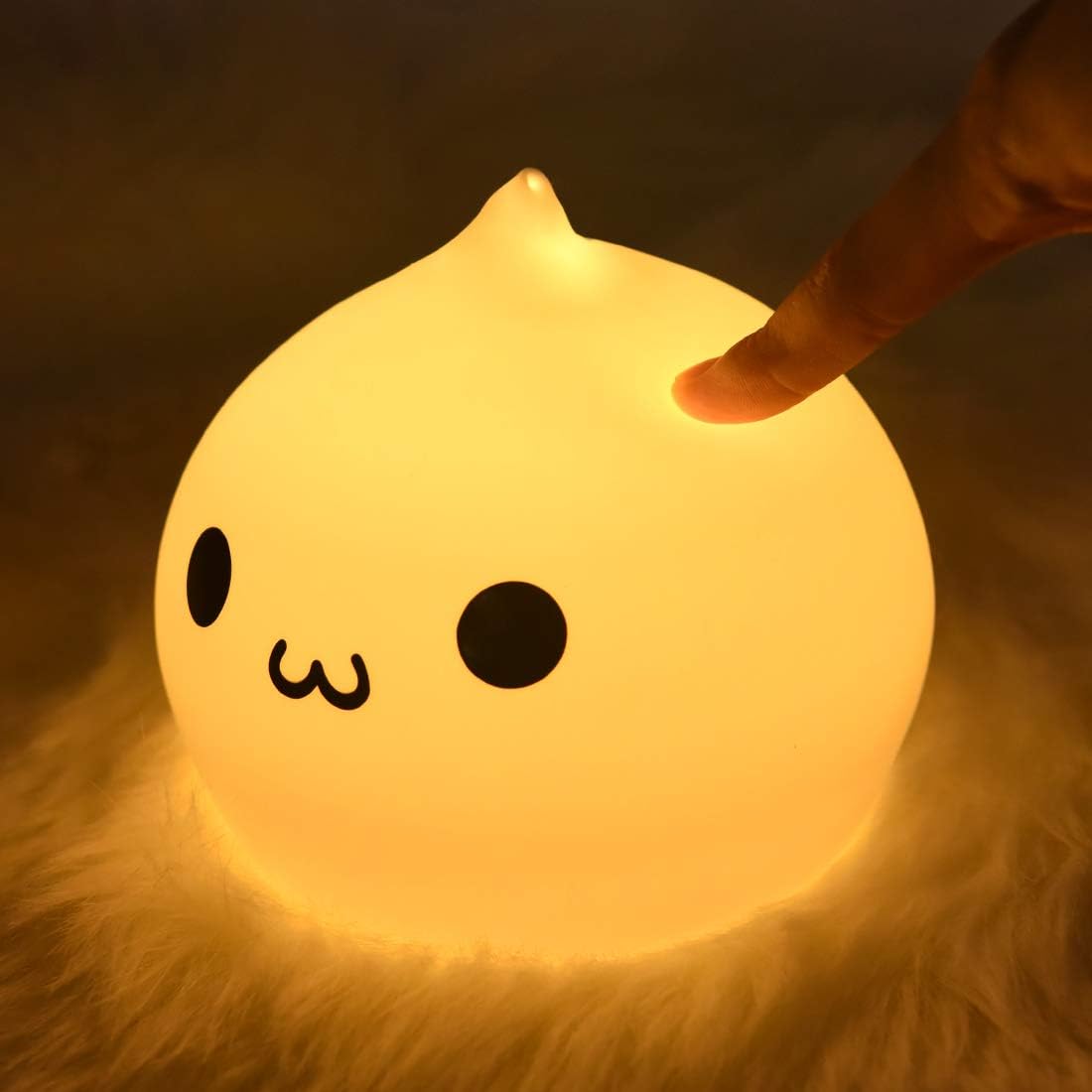 ZKLiLi Cat Night Light for Kids,Cute Night Lamp for Nursery,Squishy Silicone Touch Lights Portable, Gift for Birthday and Christmas for Kids Baby Children (Battery Cat)
