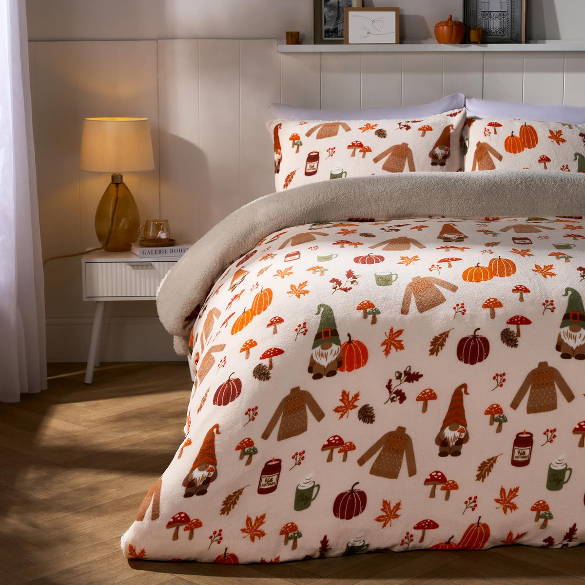 OHS Gonk Bedding Set Xmas Autumn Soft Fleece Thermal Duvet Cover with Pillowcase