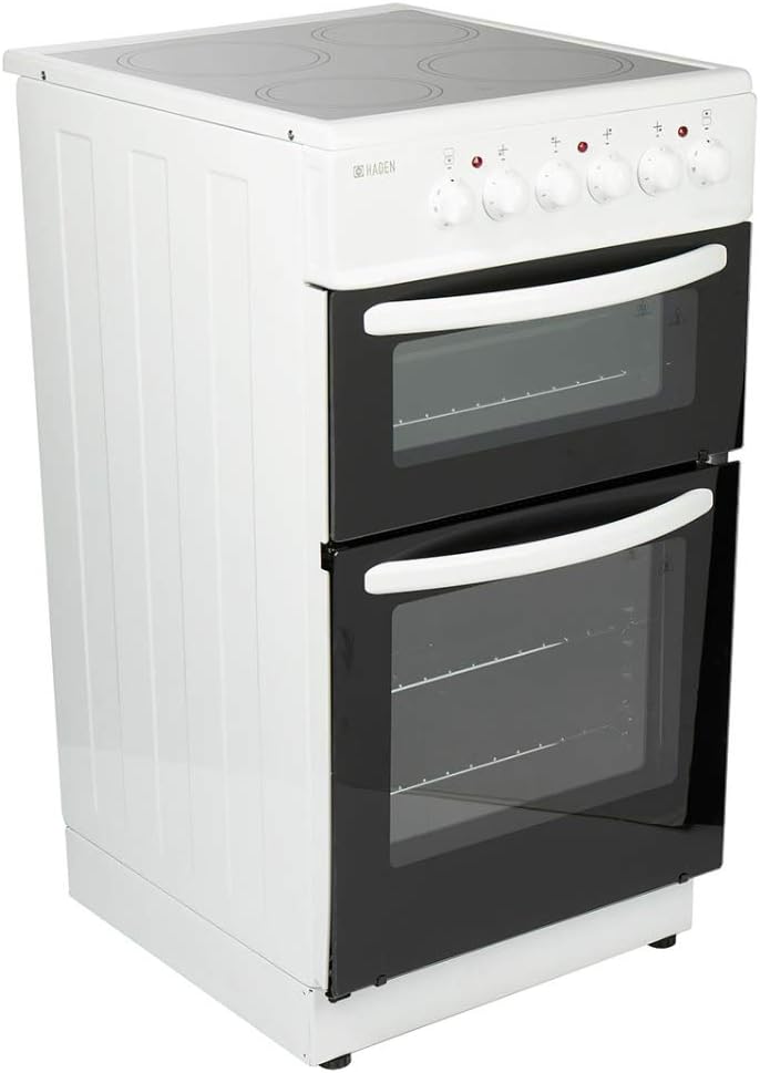 Haden Double Oven 50cm Electric Cooker 4 Zone Ceramic Hob White