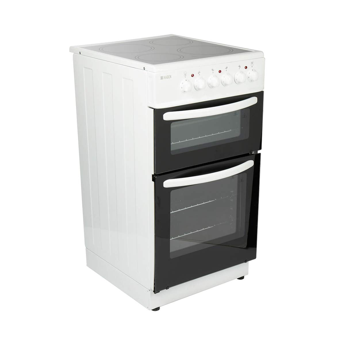 Haden Double Oven 50cm Electric Cooker 4 Zone Ceramic Hob White
