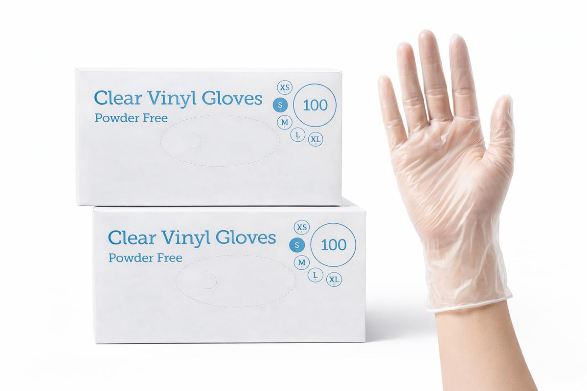 1ABOVE 100 Clear Vinyl Gloves Medium Latex-Free Powder-Free