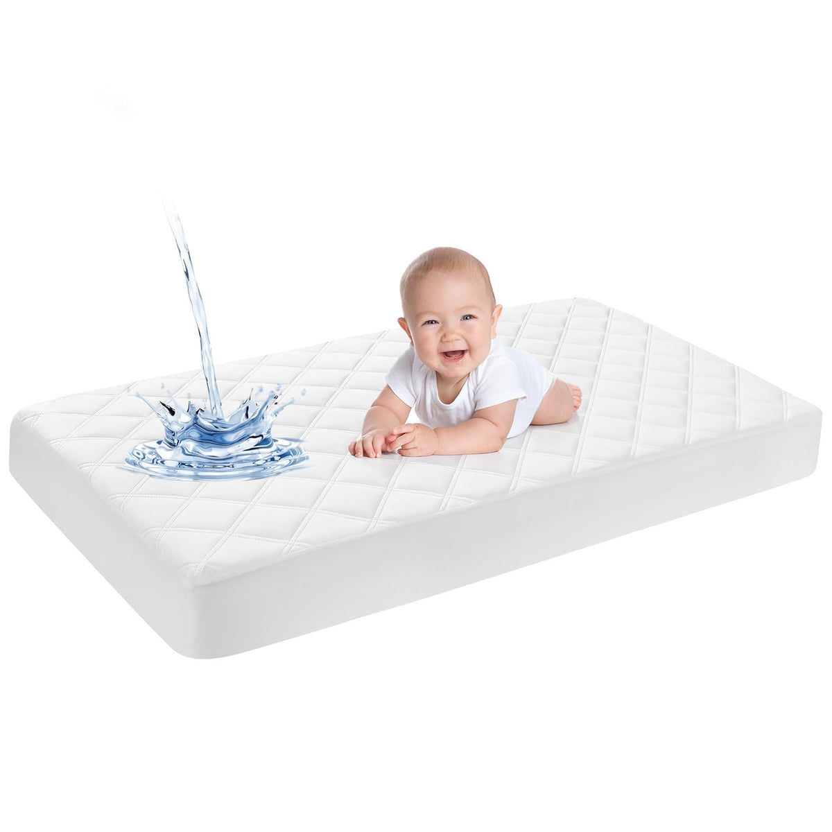 Yoofoss Waterproof Mattress Cover - Fitted Crib Mattress Protector - Hypoallergenic Baby Bed Sheet (60 X 120CM)