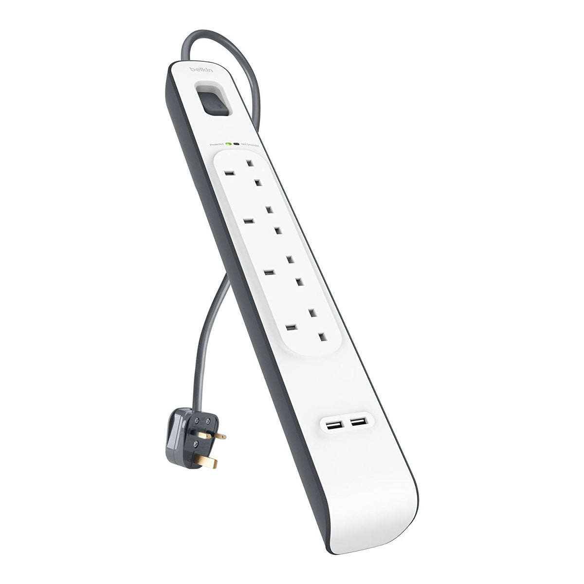 Belkin 4 Way/4 Plug 2 m Surge Protection Extension Lead Strip, White