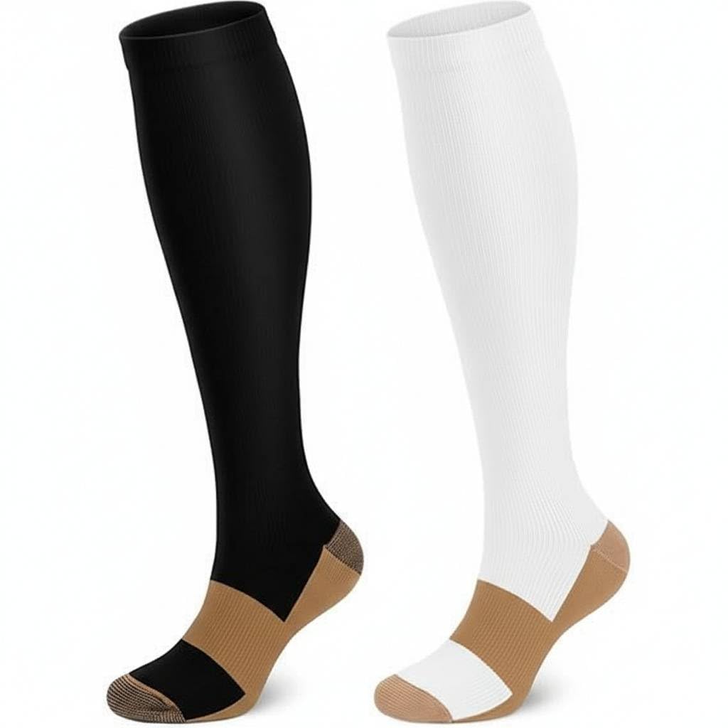Compression Socks, (2/4/6/7 Pairs) for Men & Women 15-20 mmHg is Best for Athletics, Running, Flight Travel, Support