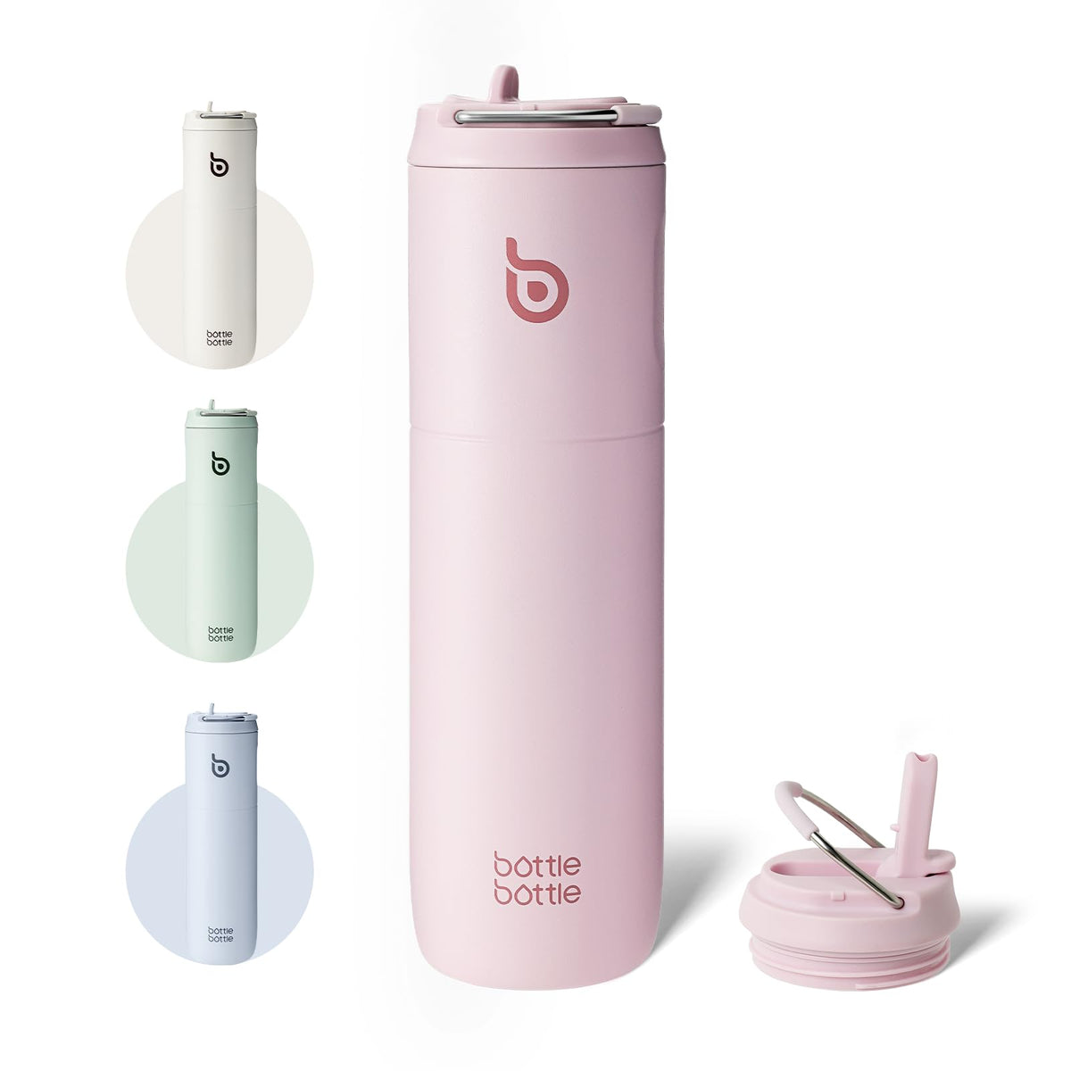 Bottle Bottle Stainless Steel Water Bottle 700ml with Straw and Lid Sports Insulated Metal Water Bottles with Handle(Black)