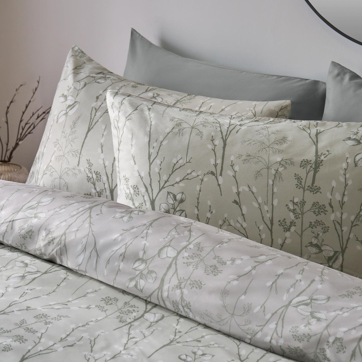 OHS Willow Branch Bedding Set Microfibre Duvet Cover with Pillowcase