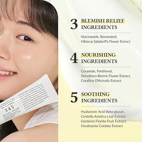 Dr.Althea 345 Relief Cream | PDRN & Hyaluronic Acid for Hydration, Blemish Care | Post-Acne Face Moisturizer with Centella & Niacinamide | Korean Vegan Skincare, 50ml