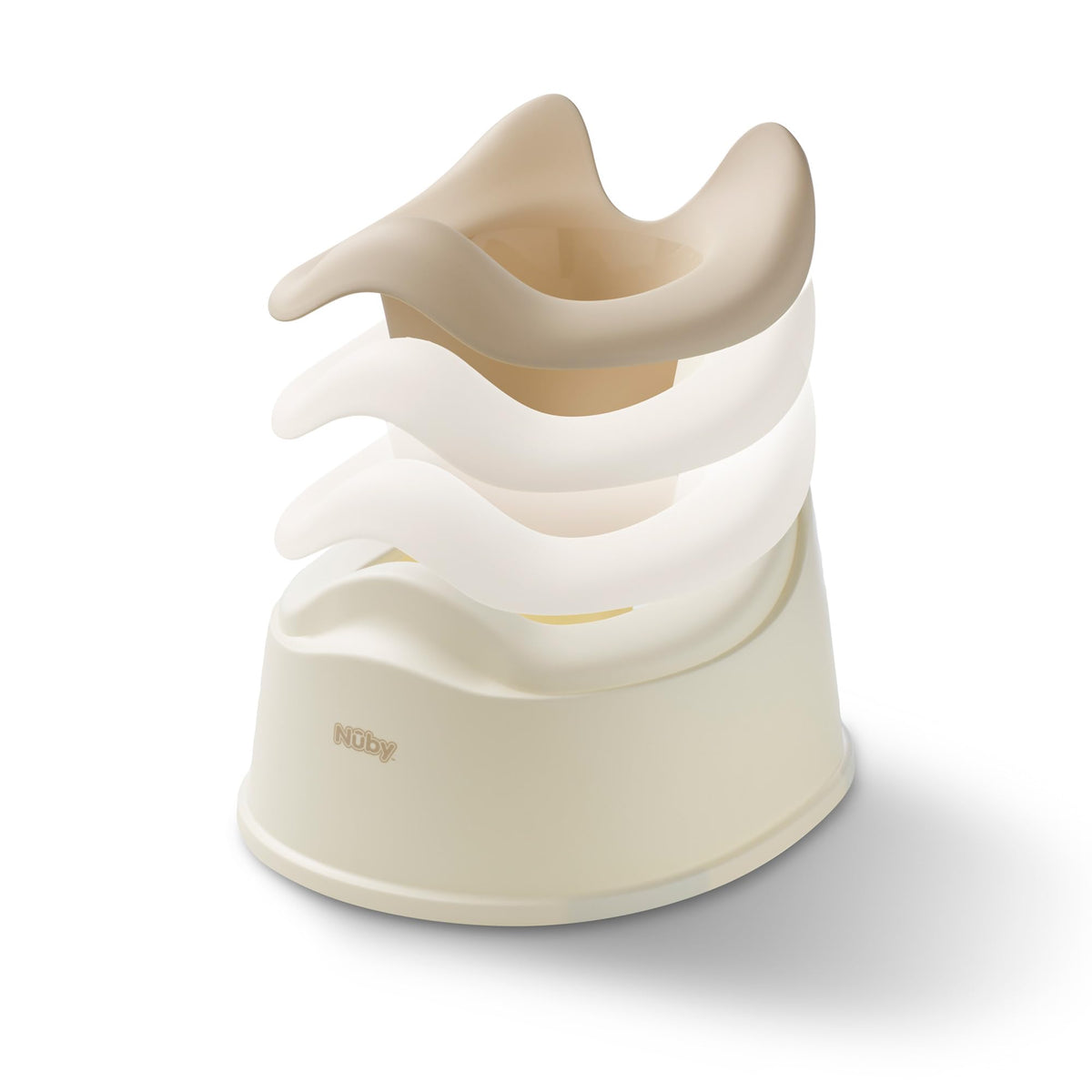 Nuby Beginner's Potty Training Seat with Removable Bowl and Integrated Splash Guard, Fun Transition to The Big Toilet, Non-Slip Base, Gray