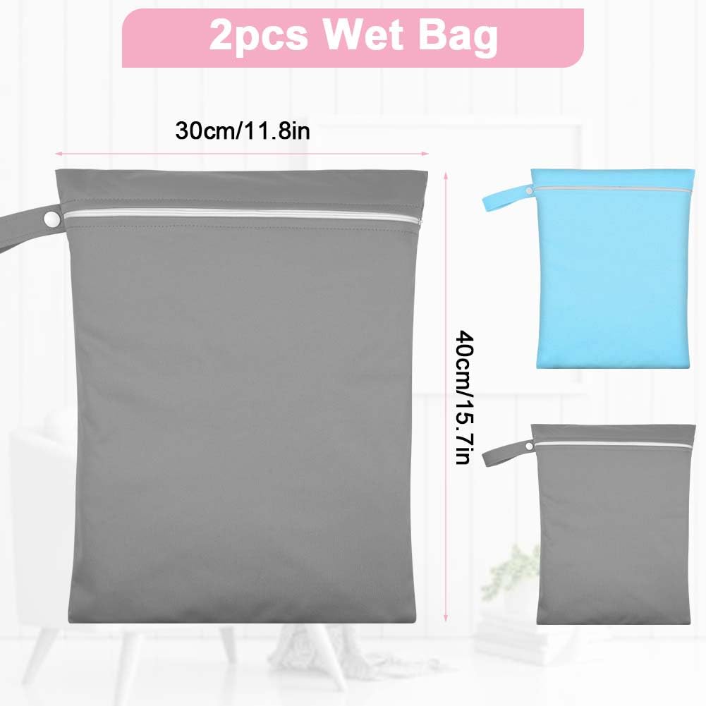 2PCS Wet Bags for Baby Items, Wet Swimsuits, Beach, Camping(Black)