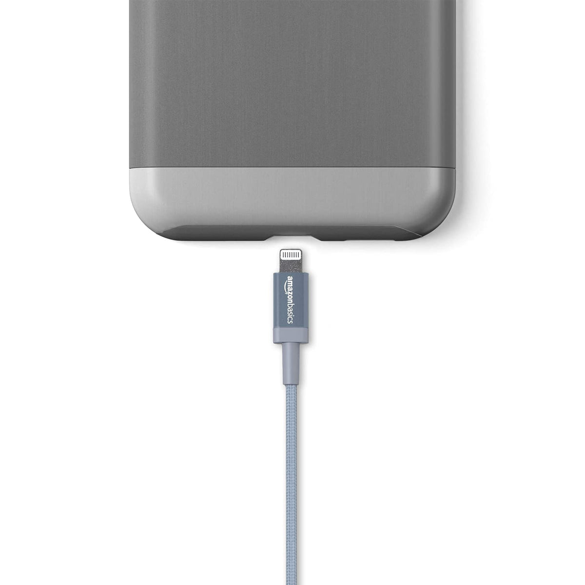 Amazon Basics USB-A to Lightning Charger Cable, Nylon Braided Cord, MFi Certified for Apple iPhone 14 13 12 11 X Xs Pro, Pro Max, Plus, iPad, 0.9 m, Silver