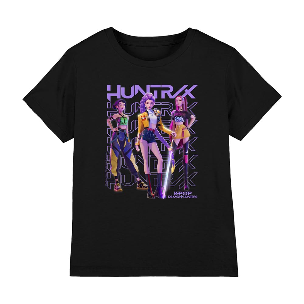 Kpop Demon Hunters Unisex Kids K-pop Demon Hunters - Huntrix Huntr/X Golden Trio Pose Kids T Shirt T-Shirt (Pack of 1)